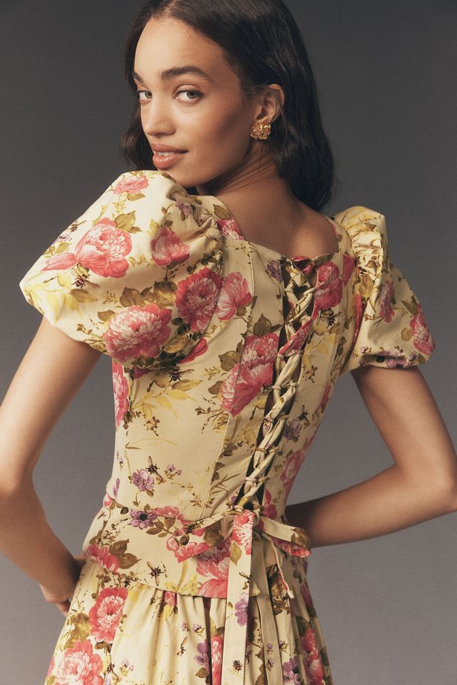 BHLDN Puff-Sleeve Corset A-Line Dress #3
