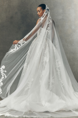 Pronovias x Anthropologie Weddings Tarya Floral Cathedral Veil