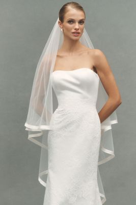 Pronovias Sandey Satin Trim Chapel Veil with Blusher