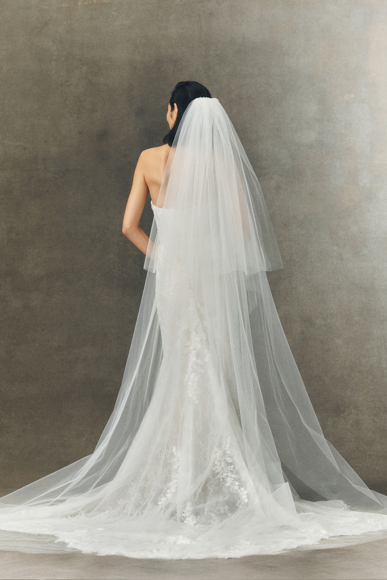 Pronovias x Anthropologie Weddings Clean Cathedral Veil With Blusher