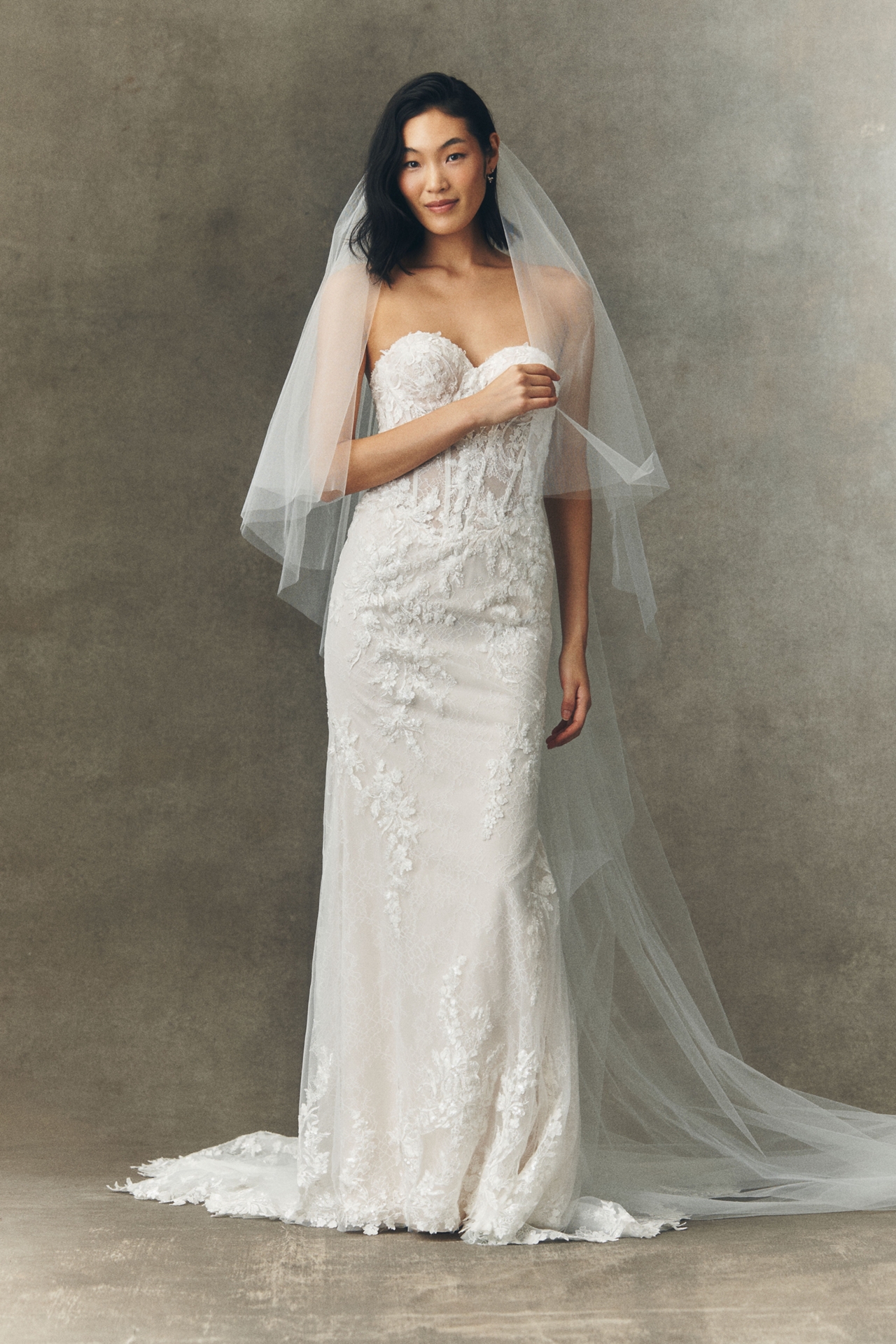 Pronovias x Anthropologie Weddings Clean Cathedral Veil With Blusher