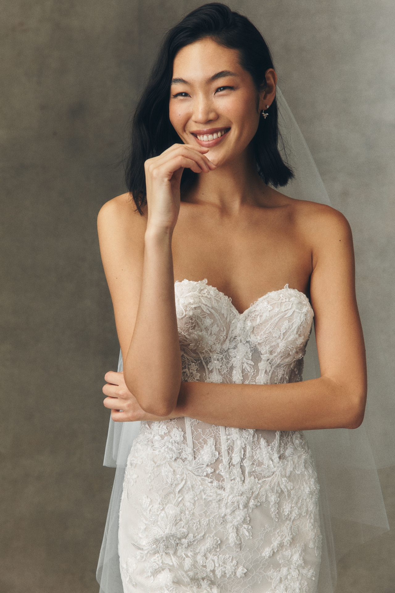 Pronovias x Anthropologie Weddings Clean Cathedral Veil With Blusher