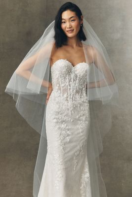 Pronovias x Anthropologie Weddings Clean Cathedral Veil With Blusher