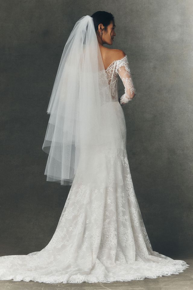 Anthropologie Weddings x Pronovias Clean Chapel Veil With Blusher #1