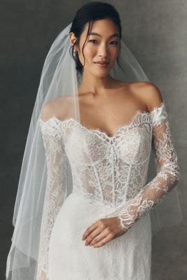 Anthropologie Weddings x Pronovias Clean Chapel Veil With Blusher