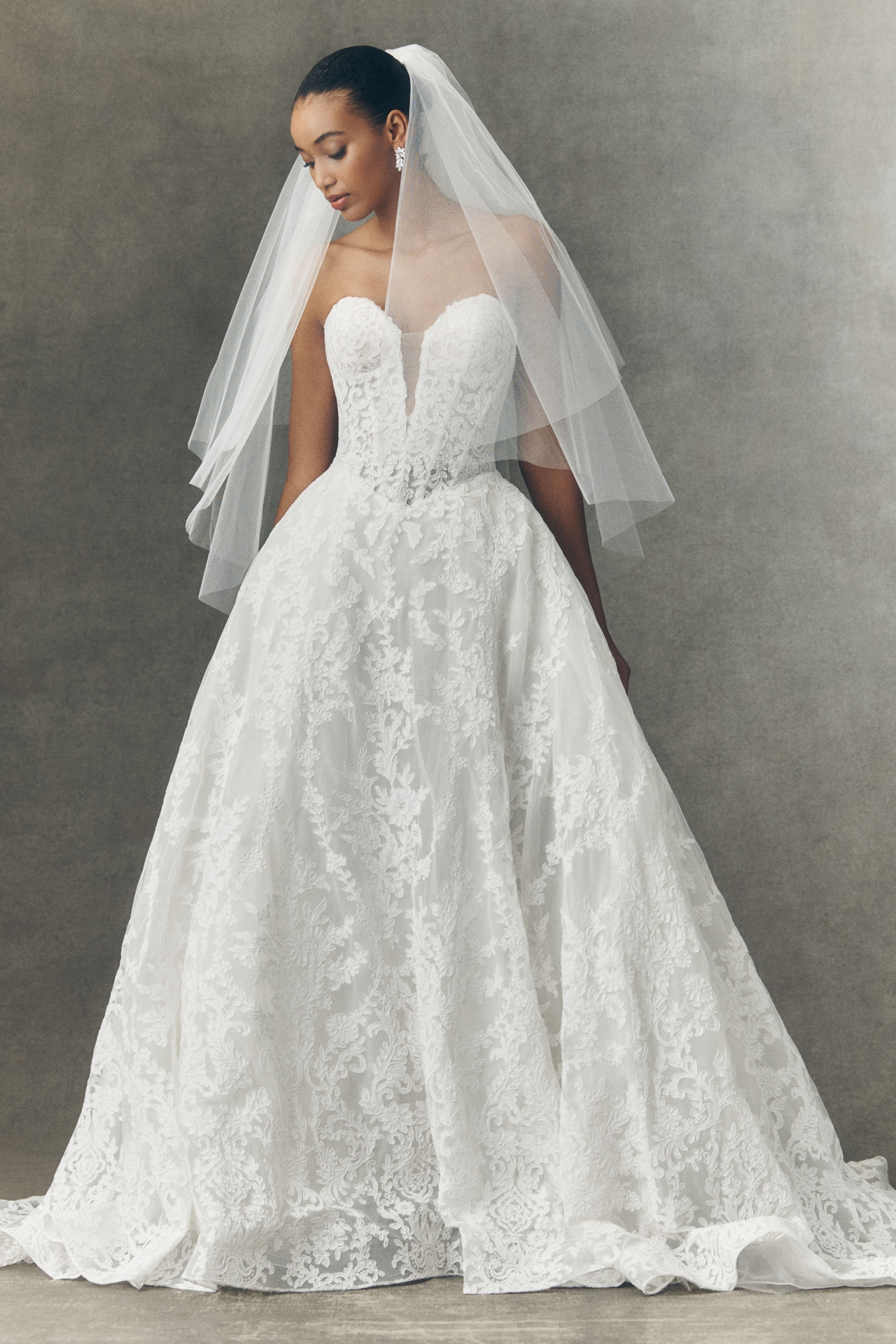 Pronovias x Anthropologie Weddings Clean Fingertip Veil With Blusher