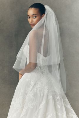 Pronovias x Anthropologie Weddings Clean Fingertip Veil With Blusher