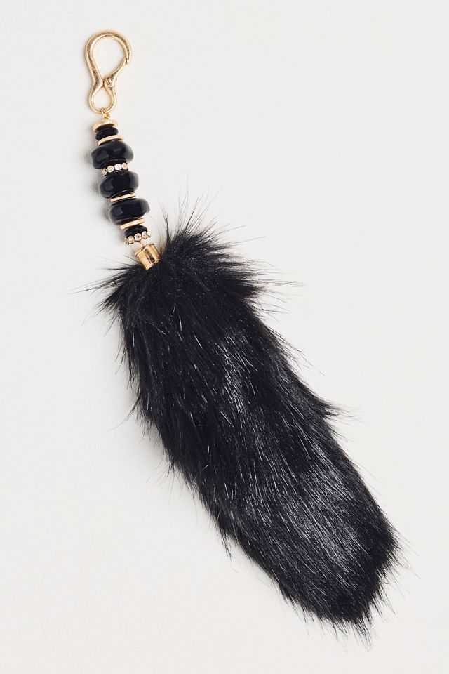 Faux-Fur Beaded Bag Charm #1