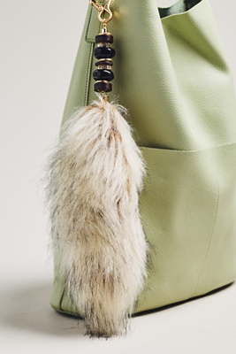By Anthropologie Faux-fur Beaded Bag Charm In Neutral