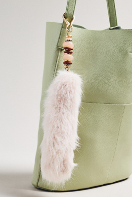 By Anthropologie Faux-fur Beaded Bag Charm In Green