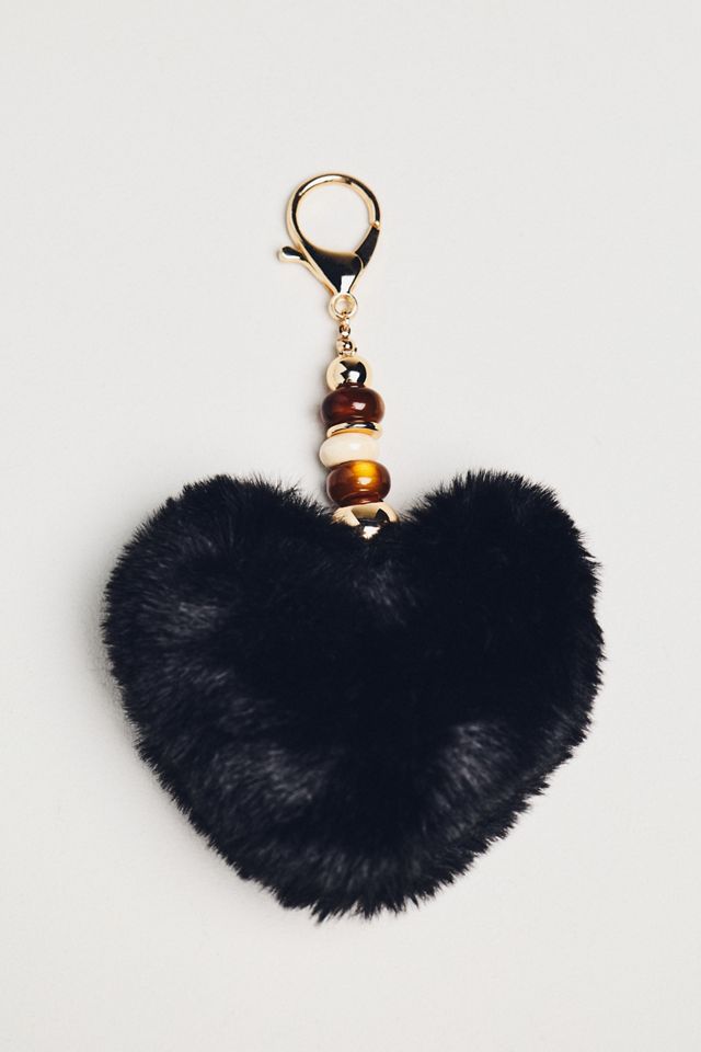 Faux-Fur Heart Bag Charm #1