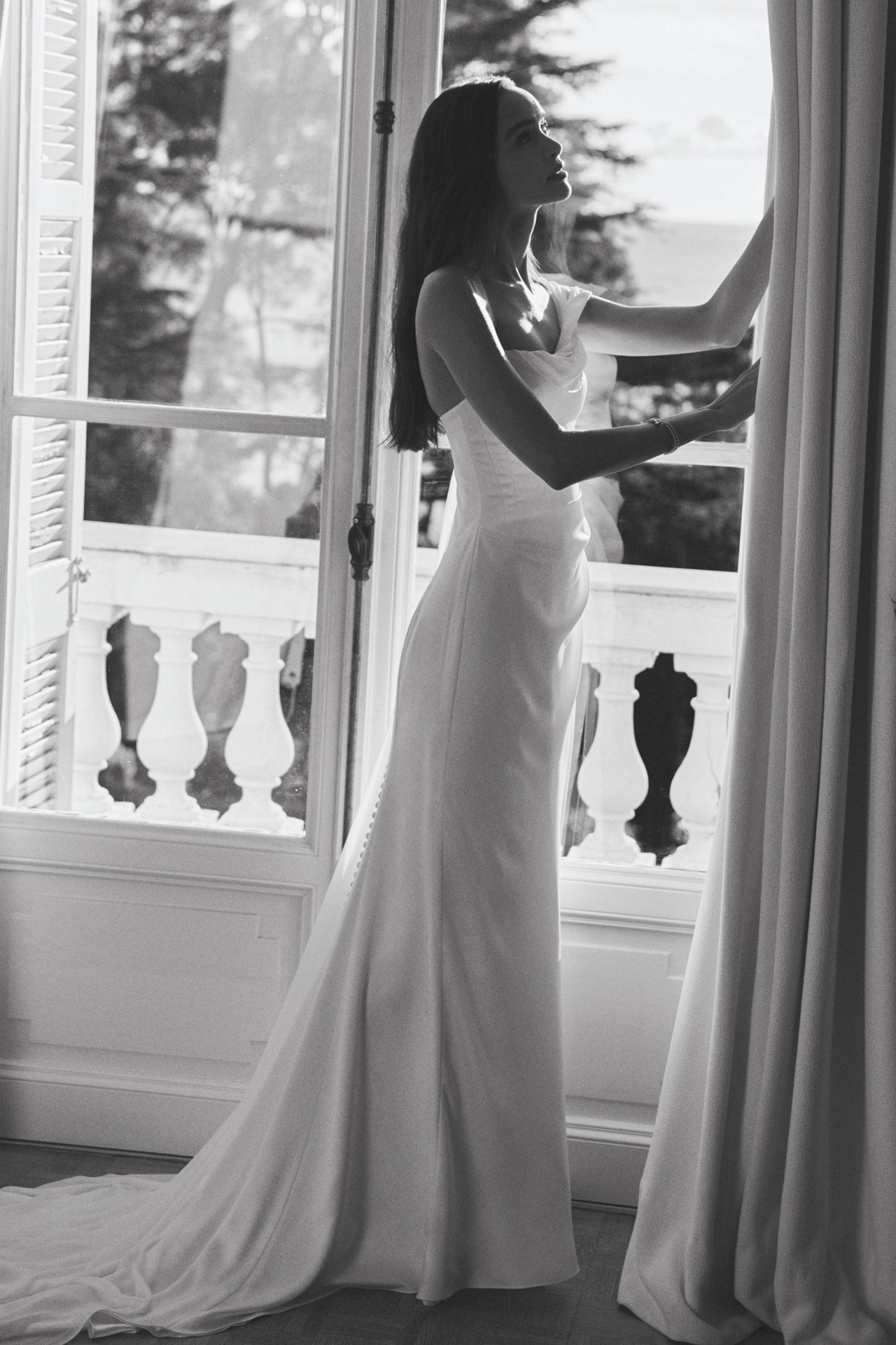 Jenny by Yoo Stassie One-Shoulder Satin Column Wedding Gown