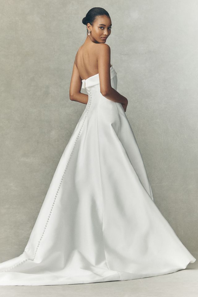 fit and flare wedding dress satin Angelisa Strapless Satin Gown main image 1