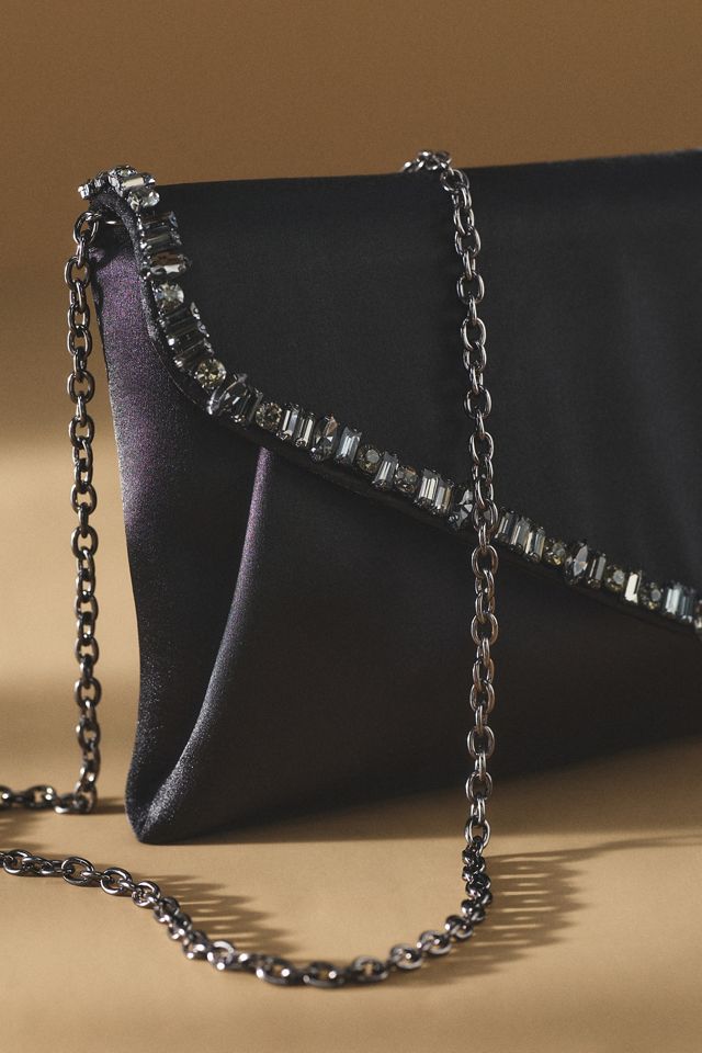 Jewel by Badgley Mischka Satin Envelope Clutch #1