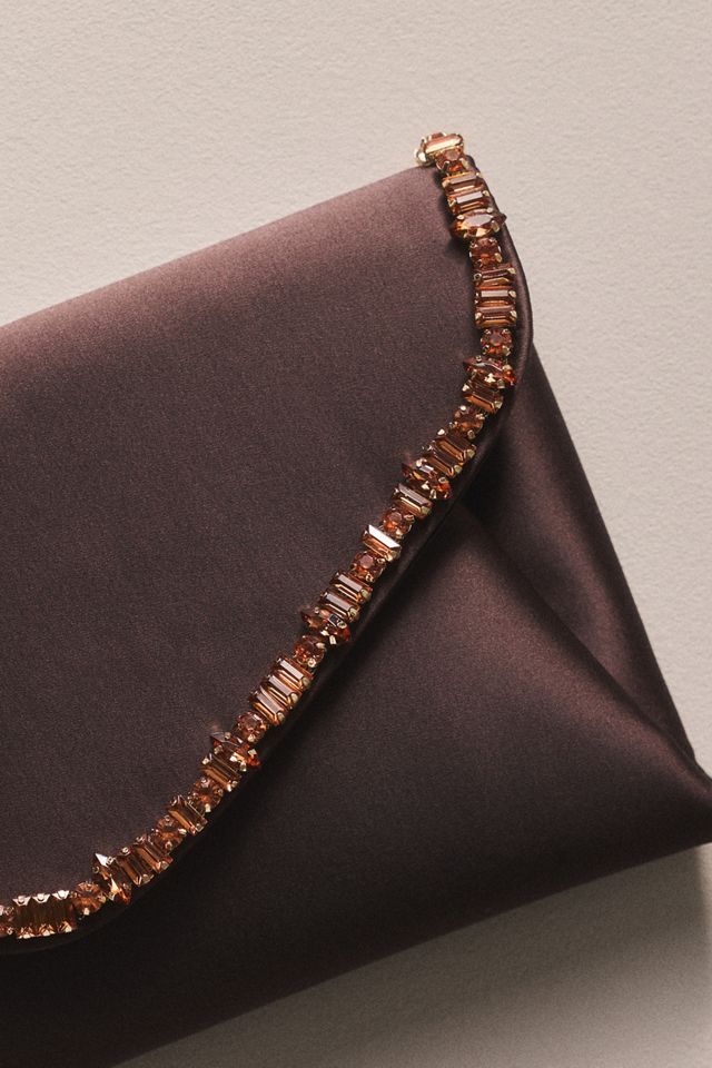 Jewel by Badgley Mischka Satin Envelope Clutch #1