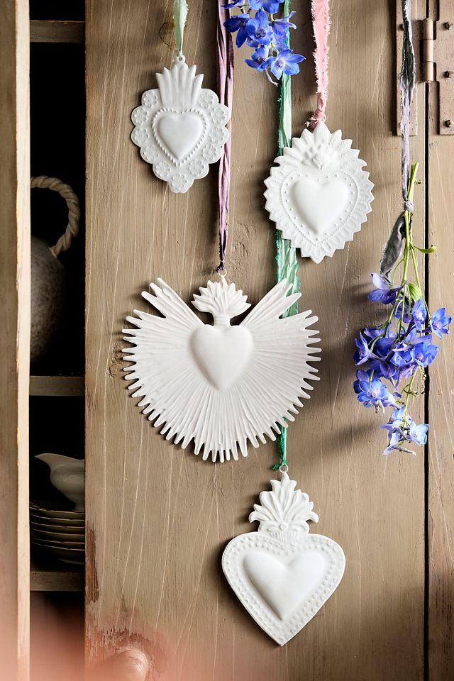 Heart Medallion Ornament, White Rays #2