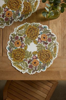 Acanthus Wreath Paper Placemats, Set of 12