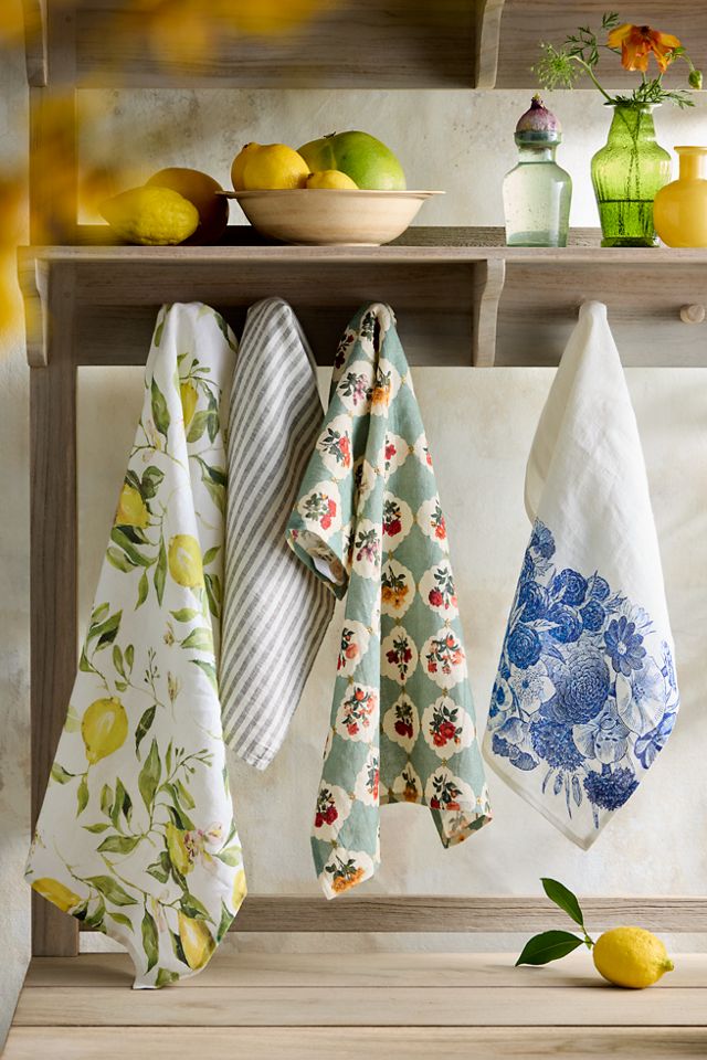 Blue Wildflowers Linen Dish Towel #3