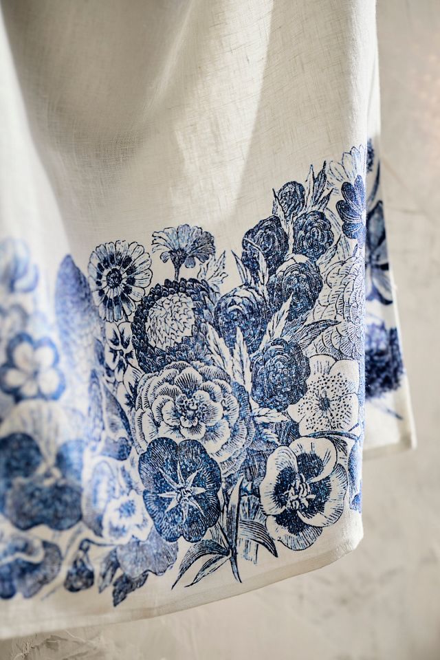 Blue Wildflowers Linen Dish Towel #1