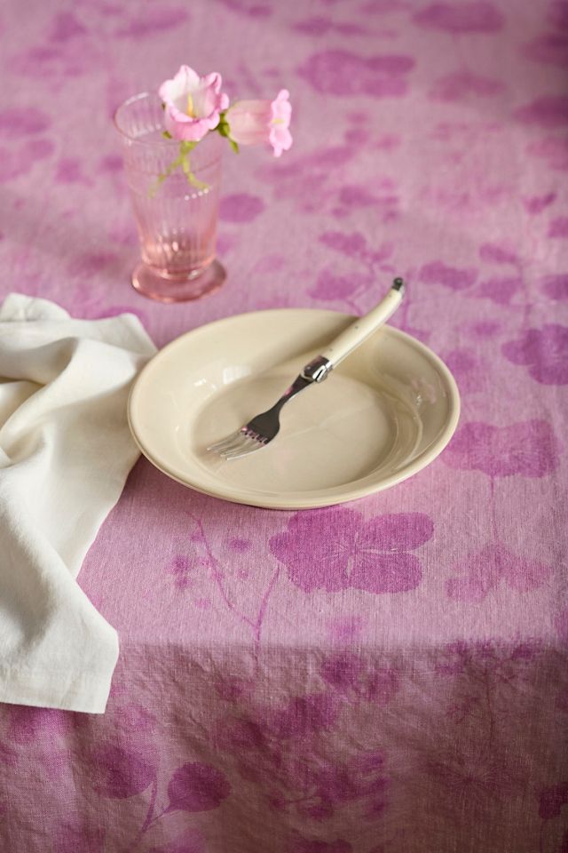 Lilac Sun Print Linen Tablecloth #1
