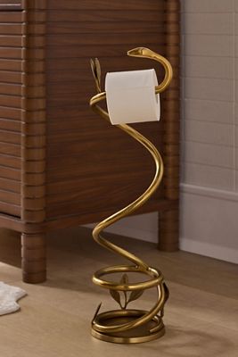 Serpentine Brass Standing Toilet Paper Holder