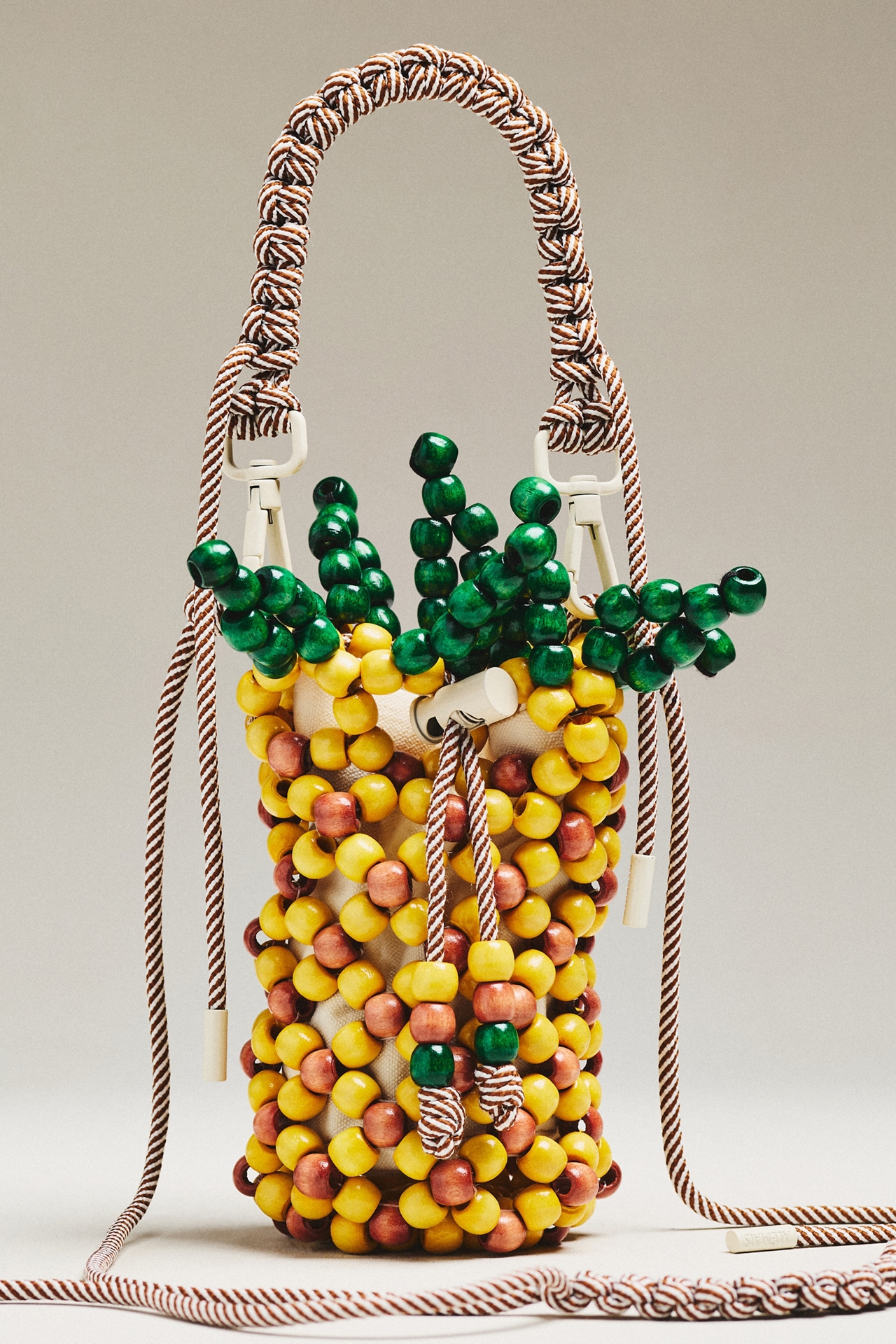 ALÉMAIS Wood Bead Pineapple Mini Bag