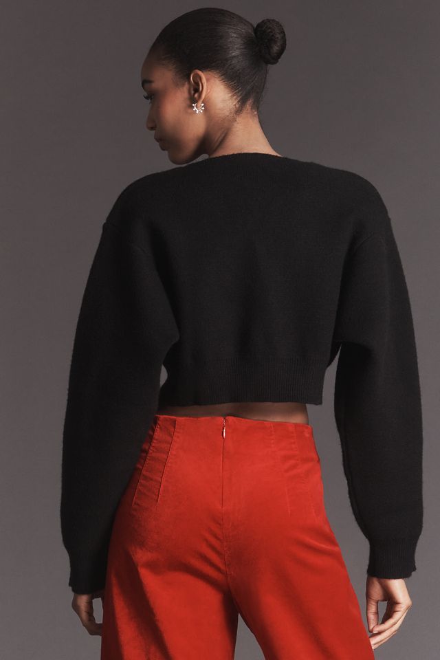 By Anthropologie Rhinestone Bow Crop Cardigan Sweater #2