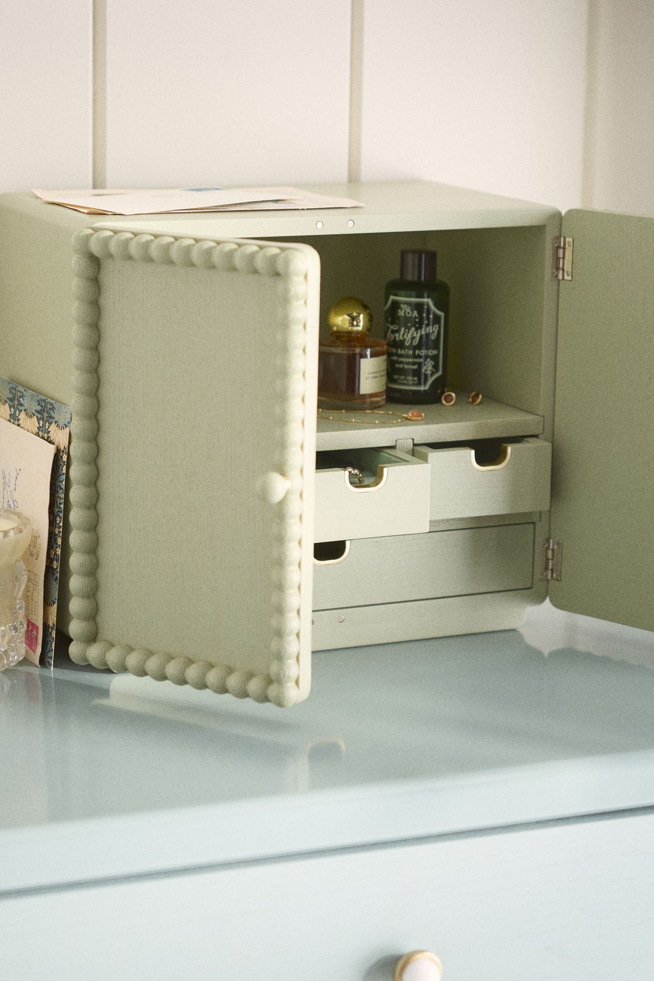 Pippa Wood Jewelry Cabinet - Sage, One Size