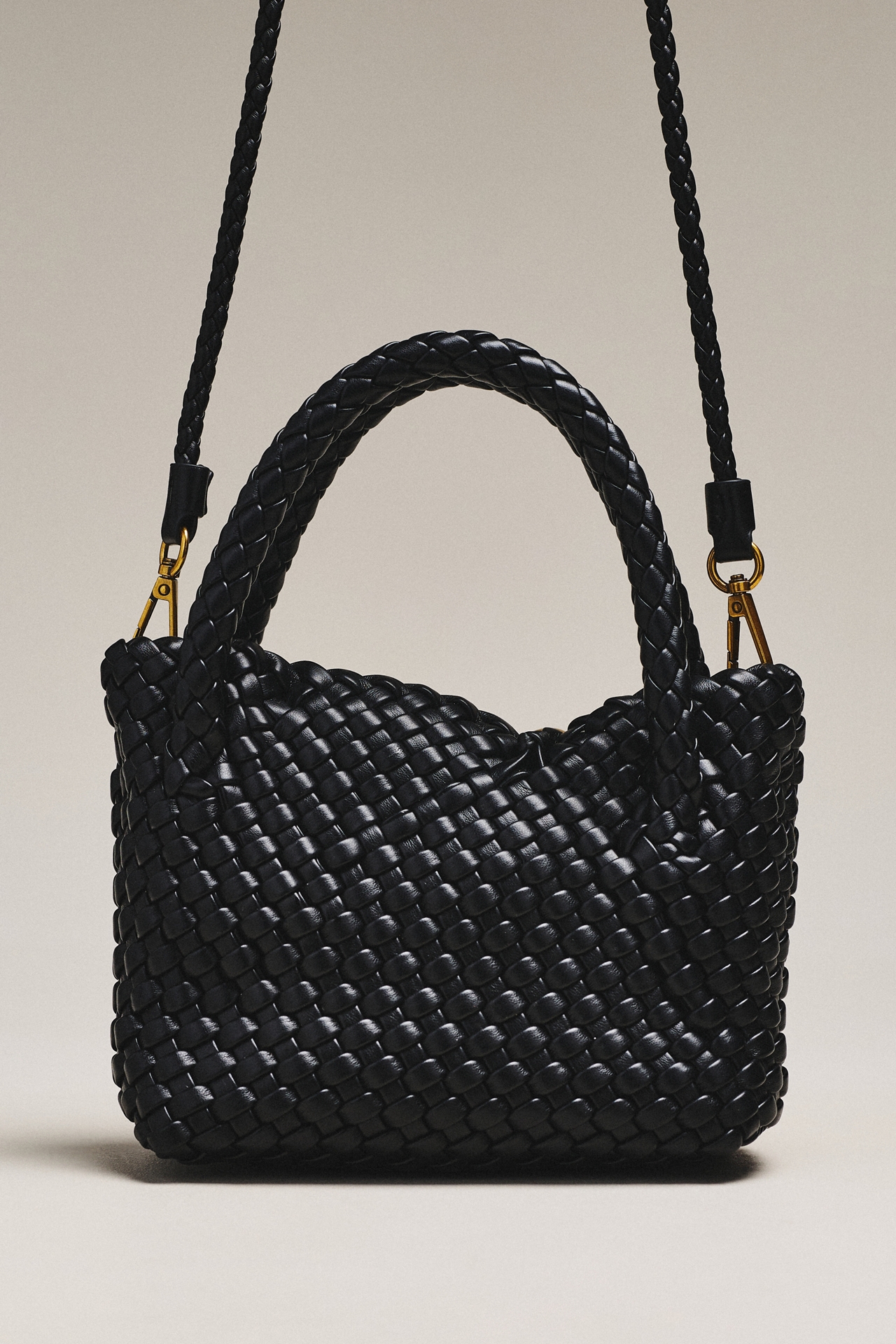 Faux Leather Woven Satchel