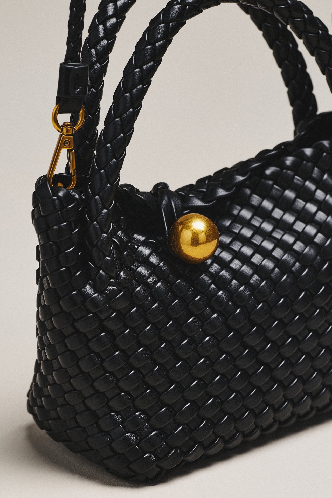 Faux Leather Woven Satchel