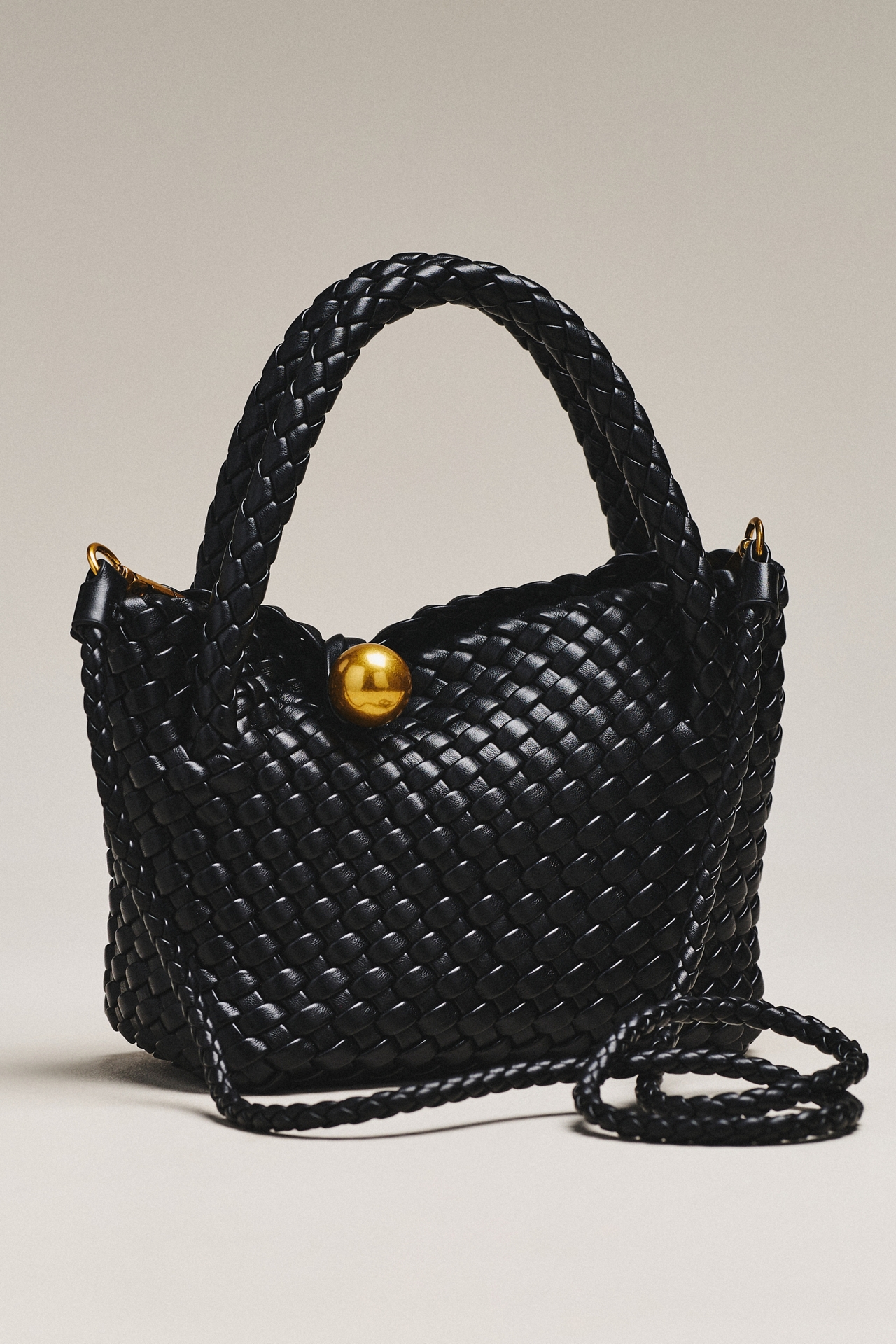 Faux Leather Woven Satchel