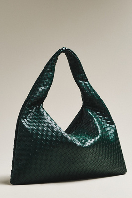 By Anthropologie Woven Faux-leather Oversized Slouchy Tote In Green