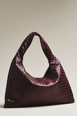 By Anthropologie Woven Faux-leather Oversized Slouchy Tote In Red
