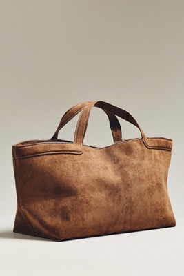 By Anthropologie Faux-suede East West Tote In Sand