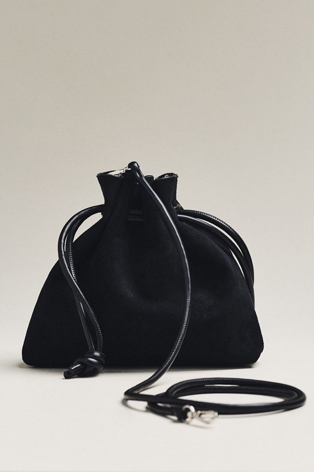 Cinched Suede Faux Fur Bucket Bag #1