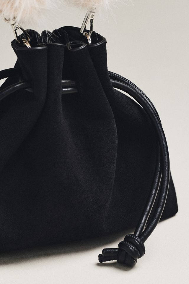 Cinched Suede Faux Fur Bucket Bag #2