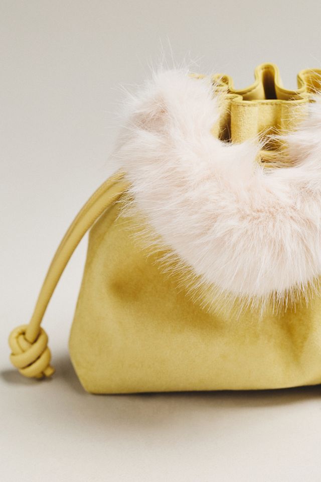 Cinched Suede Faux Fur Bucket Bag | Anthropologie