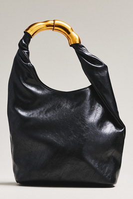 By Anthropologie Vegan Leather Gilded Shoulder Bag In Black