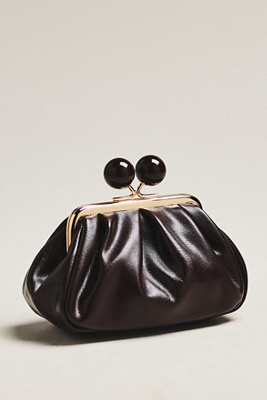 By Anthropologie Shiny Textured Kiss-lock Bauble Coin Purse In Black