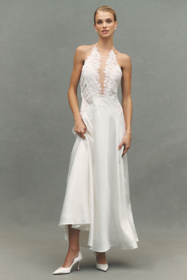 Bhldn Lace Satin Maxi Dress In White