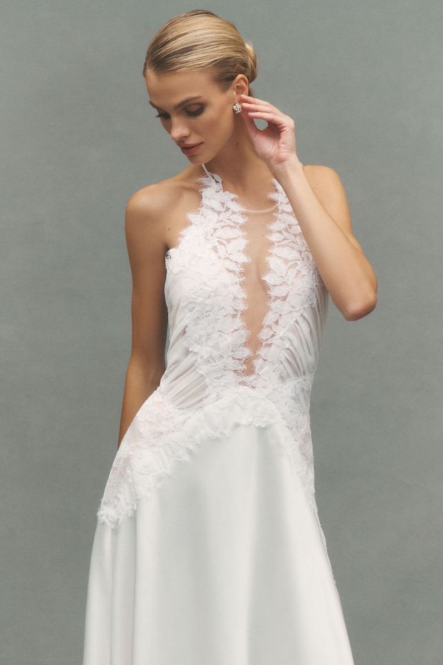 BHLDN Lace Satin Maxi Dress #1