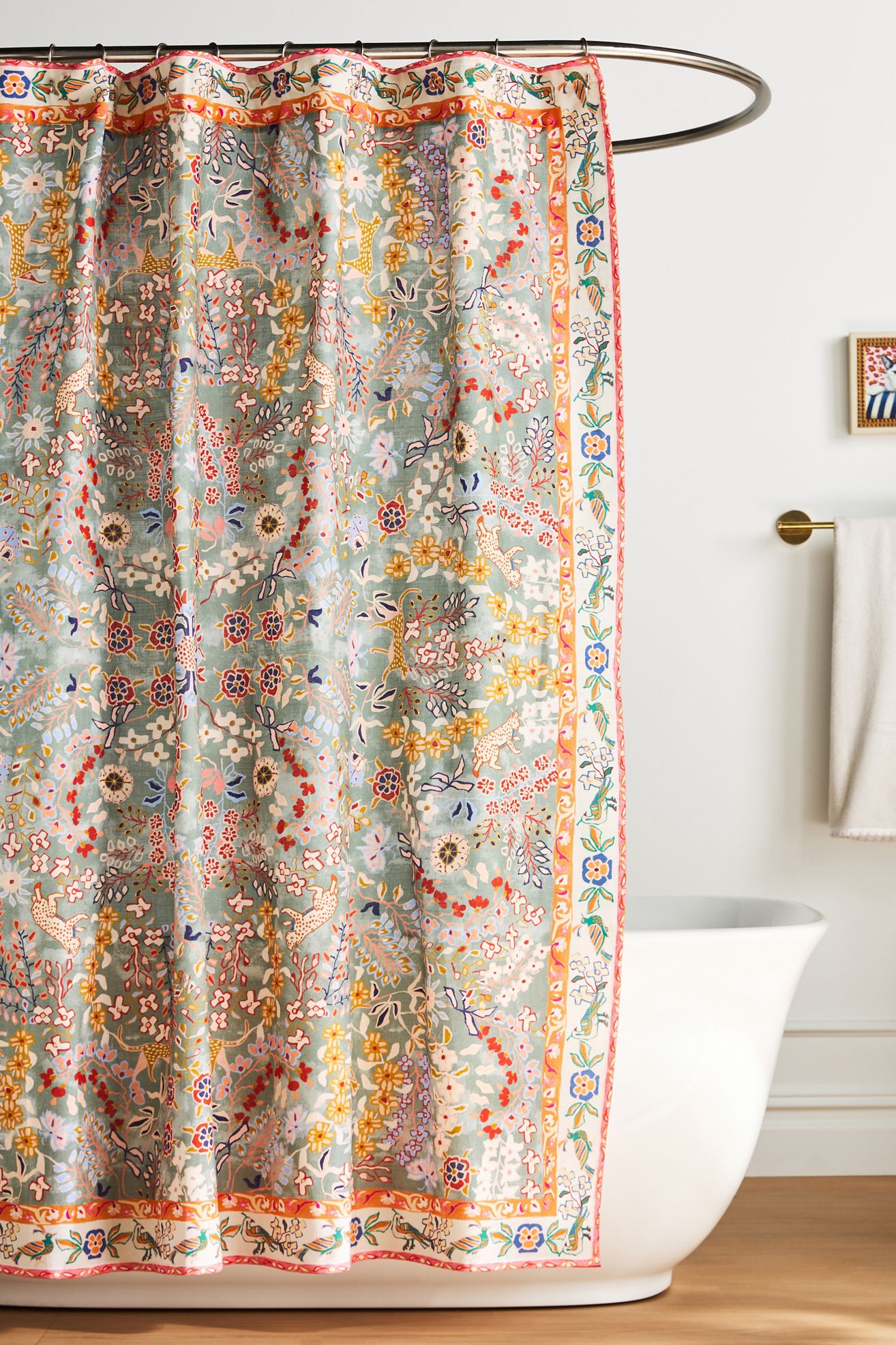 The Printed Cotton Slub Shower Curtain Collection - Lacey Green, 72" x 72"