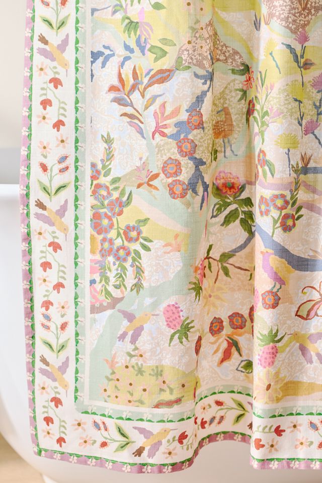 Printed Cotton Slub Shower Curtain Collection #1