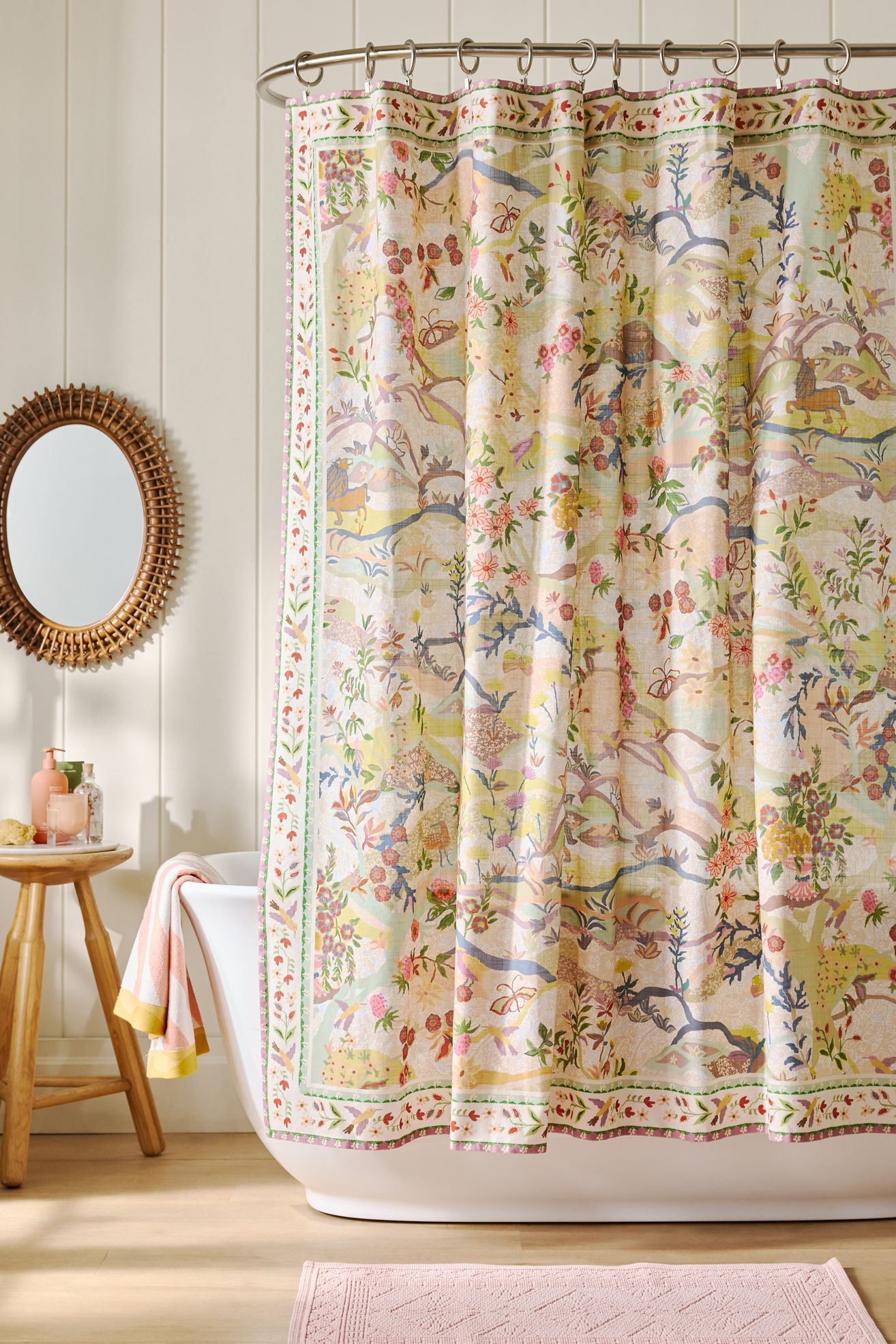 Printed Cotton Slub Shower Curtain Collection - Nora, 72" x 72"