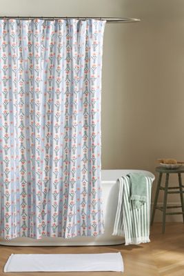 Printed Cotton Slub Shower Curtain Collection