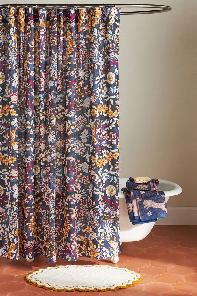 The Printed Cotton Slub Shower Curtain Collection #1