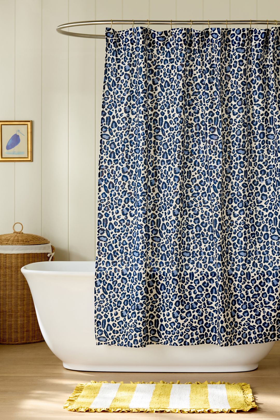 The Printed Cotton Slub Shower Curtain Collection - Blue Leopard, Standard, 72" x 72"