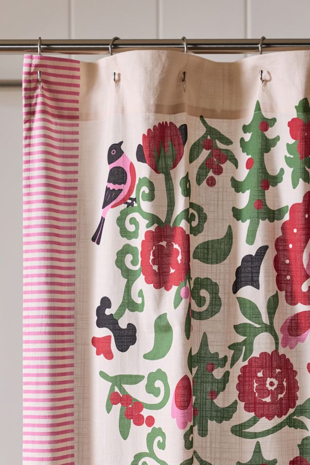 Printed Cotton Slub Shower Curtain Collection #1