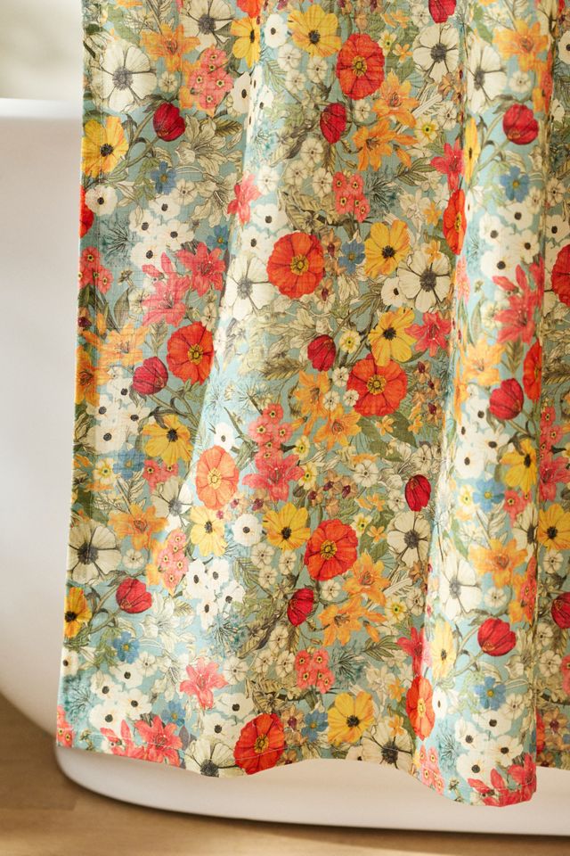 Printed Cotton Slub Shower Curtain Collection #1