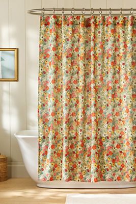 Printed Cotton Slub Shower Curtain Collection